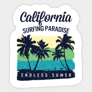 California Surfing Paradise Sticker